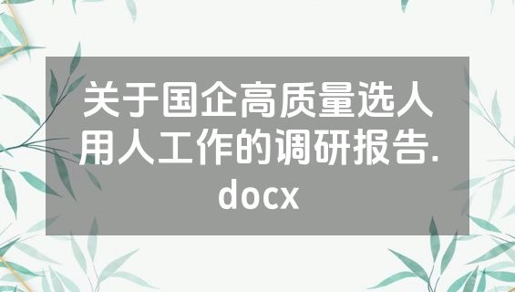 关于国企高质量选人用人工作的调研报告.docx