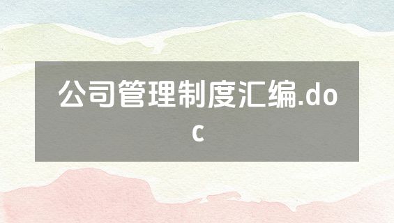 公司管理制度汇编.doc