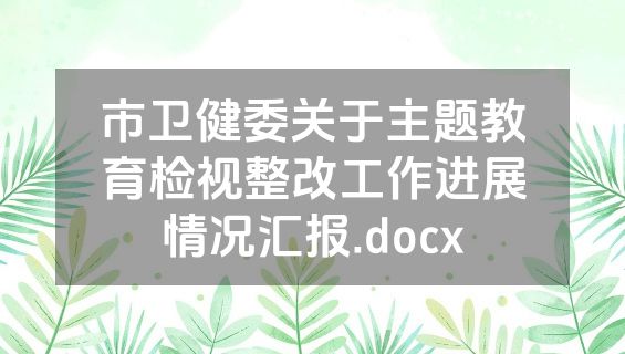 市卫健委关于主题教育检视整改工作进展情况汇报.docx