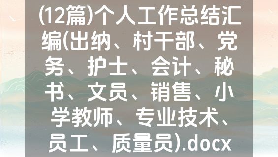 (12篇)个人工作总结汇编(出纳、村干部、党务、护士、会计、秘书、文员、销售、小学教师、专业技术、员工、质量员).docx