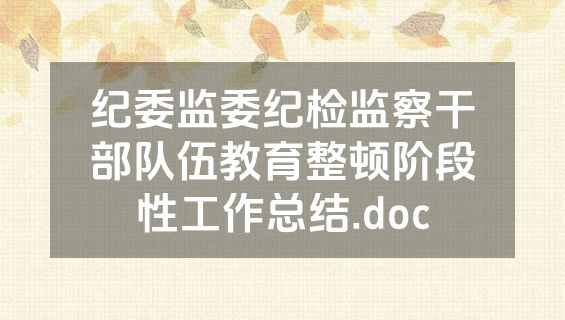纪委监委纪检监察干部队伍教育整顿阶段性工作总结.doc