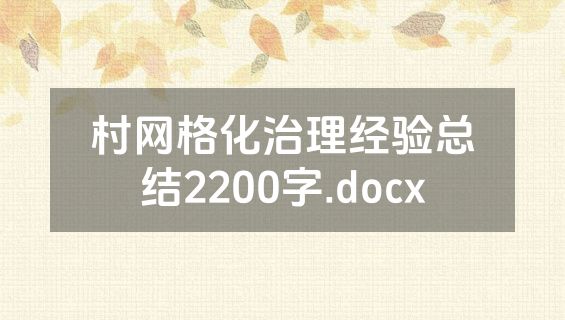 村网格化治理经验总结2200字.docx