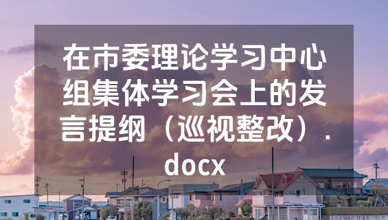 在市委理论学习中心组集体学习会上的发言提纲（巡视整改）.docx