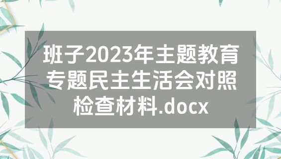 班子2023年主题教育专题民主生活会对照检查材料.docx