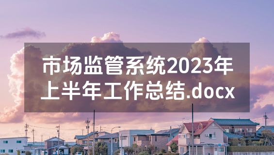 市场监管系统2023年上半年工作总结.docx