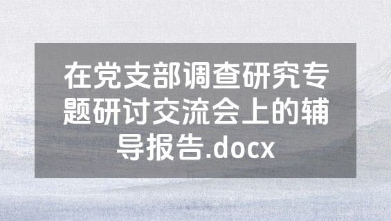 在党支部调查研究专题研讨交流会上的辅导报告.docx