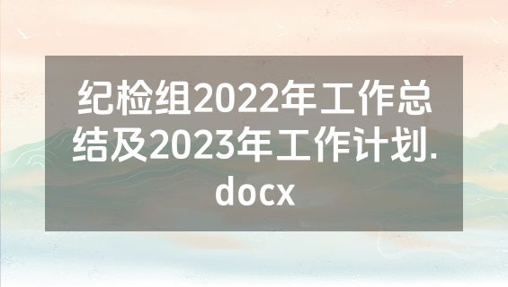 纪检组2022年工作总结及2023年工作计划.docx