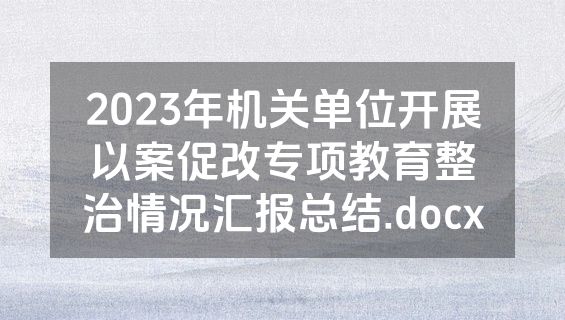 2023年机关单位开展以案促改专项教育整治情况汇报总结.docx