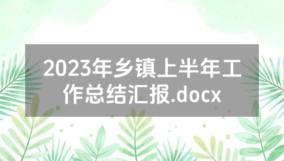 2023年乡镇上半年工作总结汇报.docx