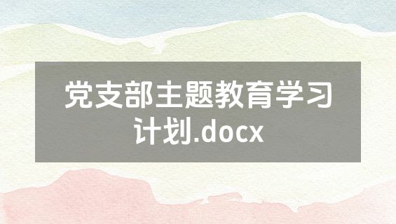 党支部主题教育学习计划.docx