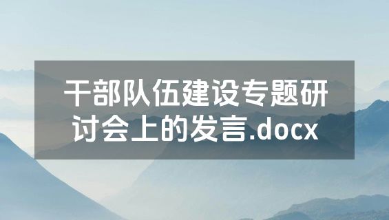 干部队伍建设专题研讨会上的发言.docx