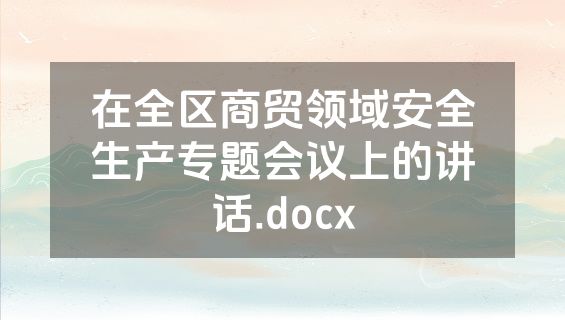 在全区商贸领域安全生产专题会议上的讲话.docx