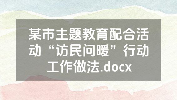 某市主题教育配合活动“访民问暖”行动工作做法.docx