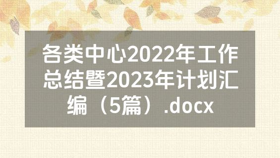 各类中心2022年工作总结暨2023年计划汇编（5篇）.docx