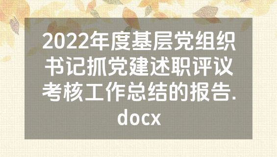 2022年度基层党组织书记抓党建述职评议考核工作总结的报告.docx