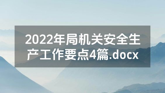 2022年局机关安全生产工作要点4篇.docx