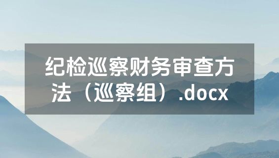 纪检巡察财务审查方法（巡察组）.docx