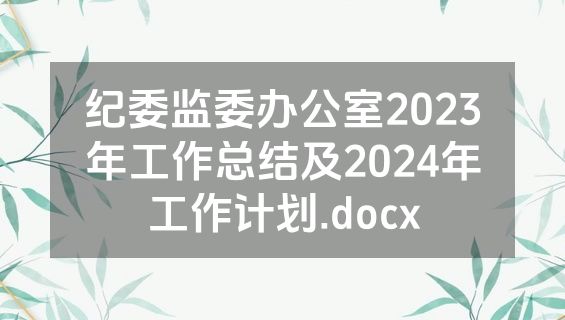 纪委监委办公室2023年工作总结及2024年工作计划.docx
