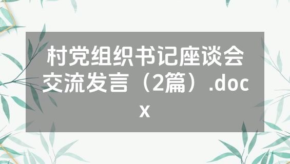 村党组织书记座谈会交流发言（2篇）.docx