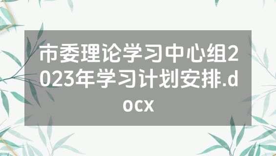 市委理论学习中心组2023年学习计划安排.docx