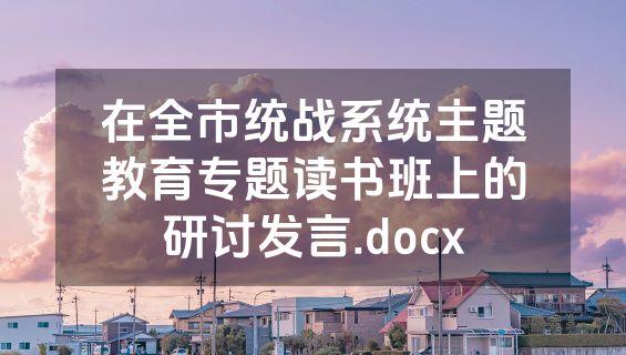 在全市统战系统主题教育专题读书班上的研讨发言.docx