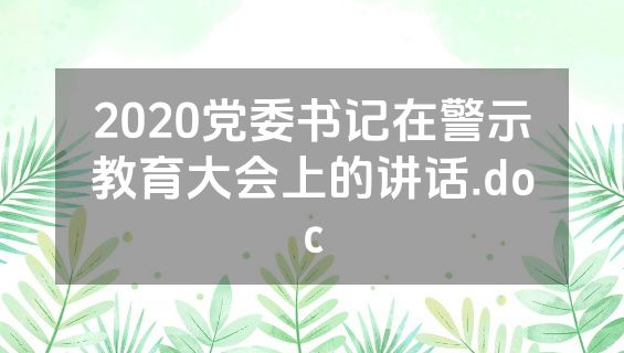 2020党委书记在警示教育大会上的讲话.doc