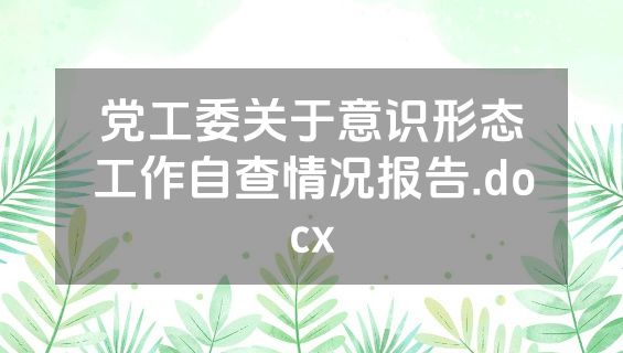 党工委关于意识形态工作自查情况报告.docx