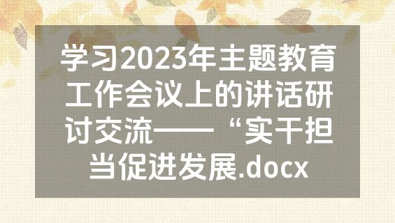 学习2023年主题教育工作会议上的讲话研讨交流——“实干担当促进发展.docx