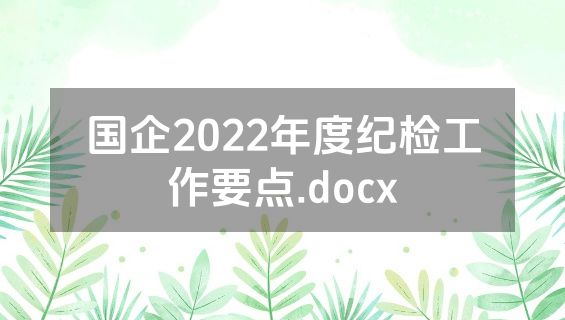 国企2022年度纪检工作要点.docx