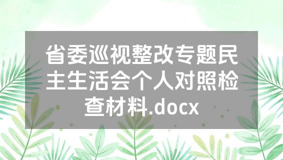 省委巡视整改专题民主生活会个人对照检查材料.docx
