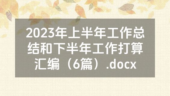 2023年上半年工作总结和下半年工作打算汇编（6篇）.docx
