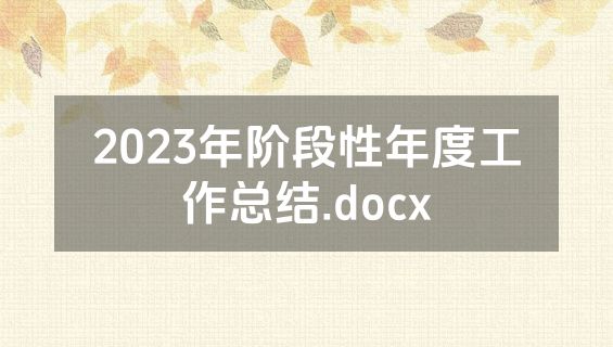 2023年阶段性年度工作总结.docx