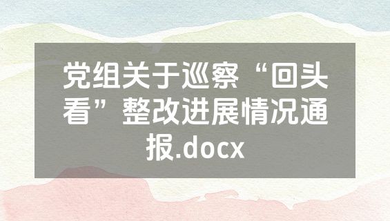 党组关于巡察“回头看”整改进展情况通报.docx