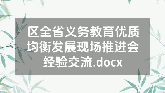 区全省义务教育优质均衡发展现场推进会经验交流.docx