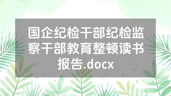 国企纪检干部纪检监察干部教育整顿读书报告.docx