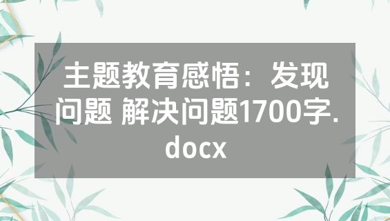 主题教育感悟：发现问题 解决问题1700字.docx