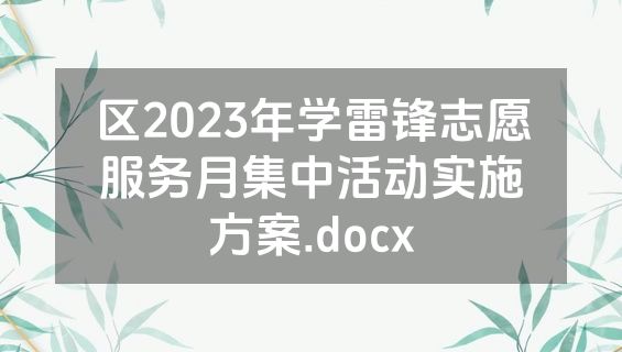 区2023年学雷锋志愿服务月集中活动实施方案.docx