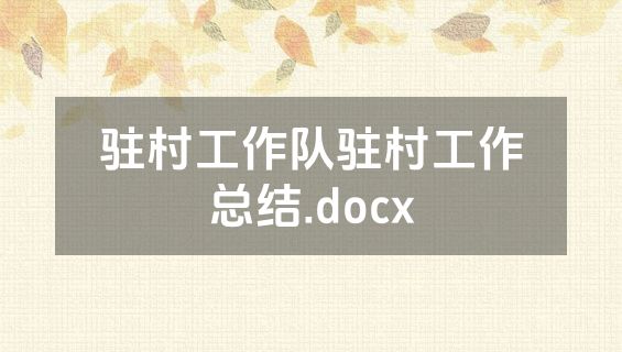 驻村工作队驻村工作总结.docx