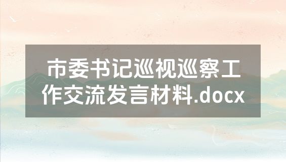市委书记巡视巡察工作交流发言材料.docx