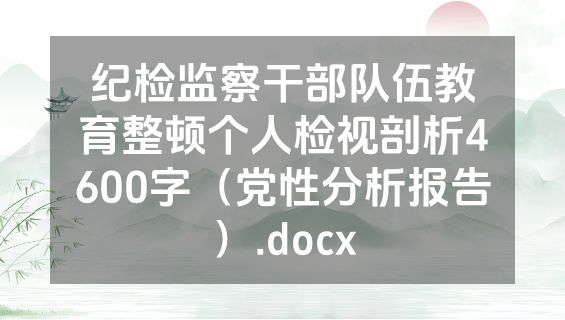 纪检监察干部队伍教育整顿个人检视剖析4600字（党性分析报告）.docx