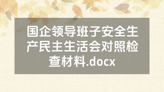 国企领导班子安全生产民主生活会对照检查材料.docx