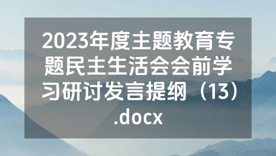 2023年度主题教育专题民主生活会会前学习研讨发言提纲（13）.docx