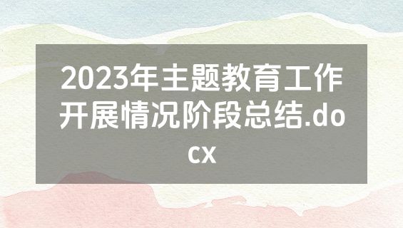 2023年主题教育工作开展情况阶段总结.docx