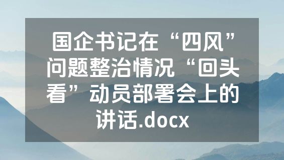 国企书记在“四风”问题整治情况“回头看”动员部署会上的讲话.docx