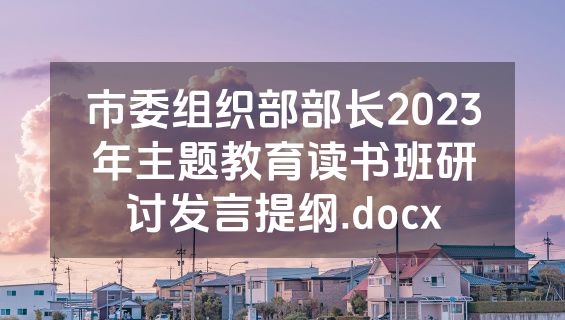 市委组织部部长2023年主题教育读书班研讨发言提纲.docx