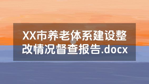 XX市养老体系建设整改情况督查报告.docx