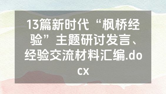 13篇新时代“枫桥经验”主题研讨发言、经验交流材料汇编.docx