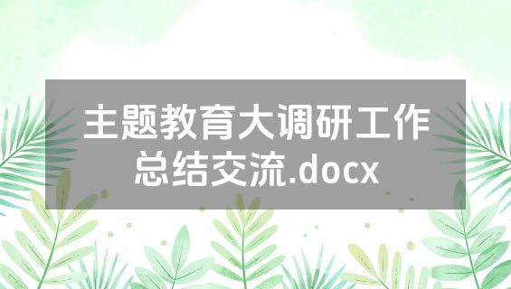 主题教育大调研工作总结交流.docx