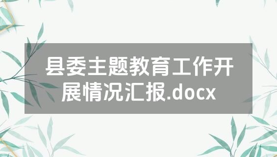 县委主题教育工作开展情况汇报.docx