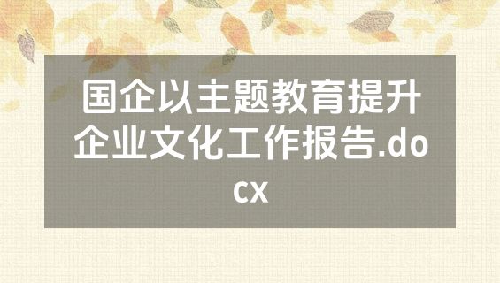 国企以主题教育提升企业文化工作报告.docx